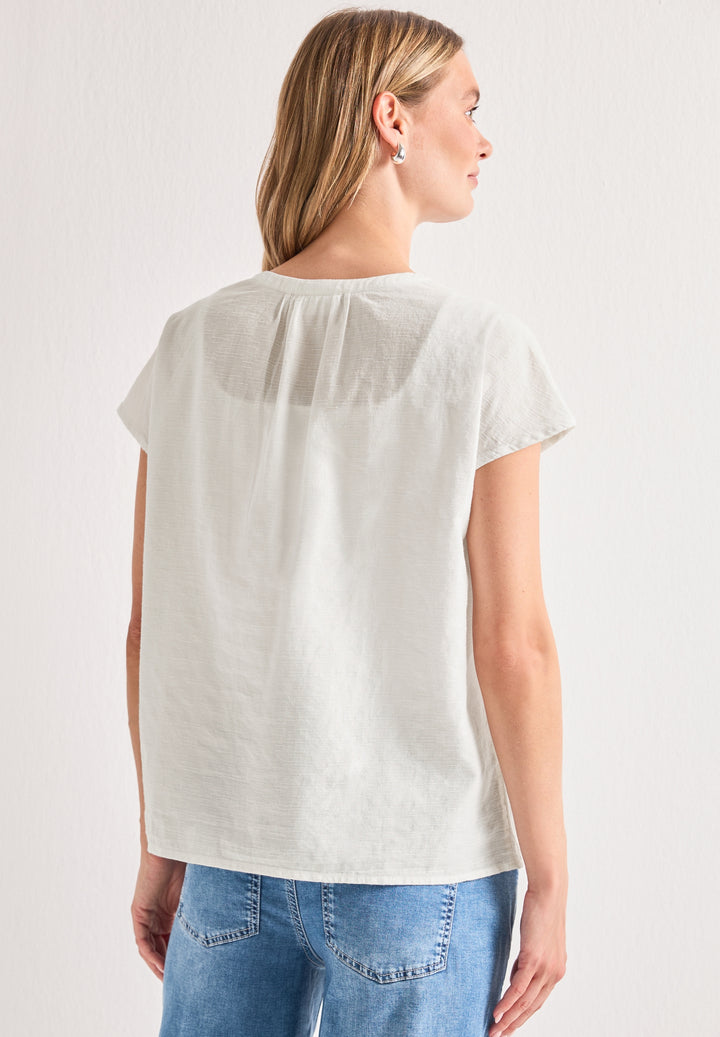Buttoned splitneck blouse w ta, off white 10108 Bild 4