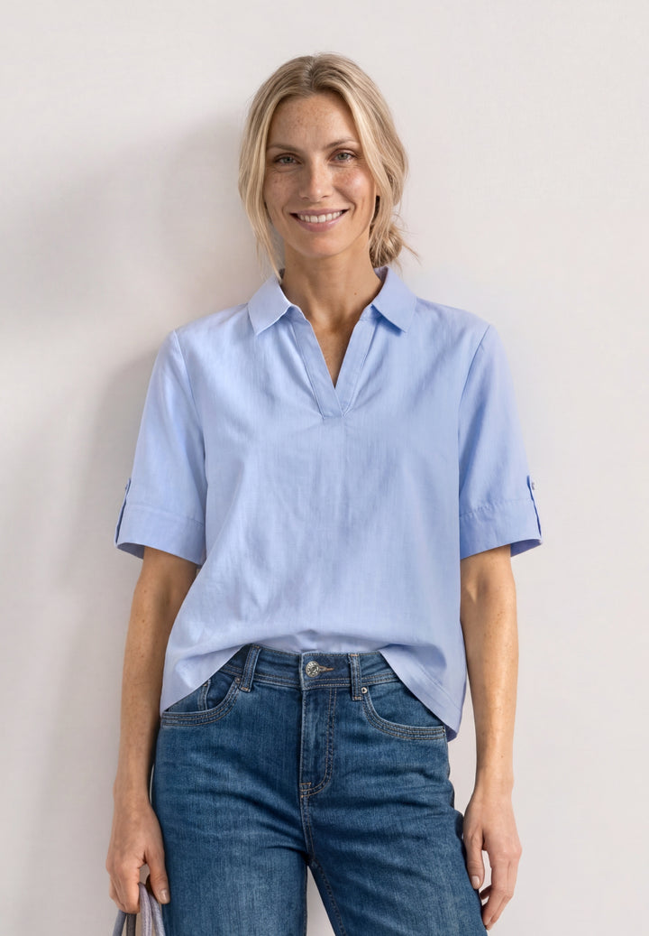 Chambray splitneck shirtcollar, original blue 12289 Bild 3