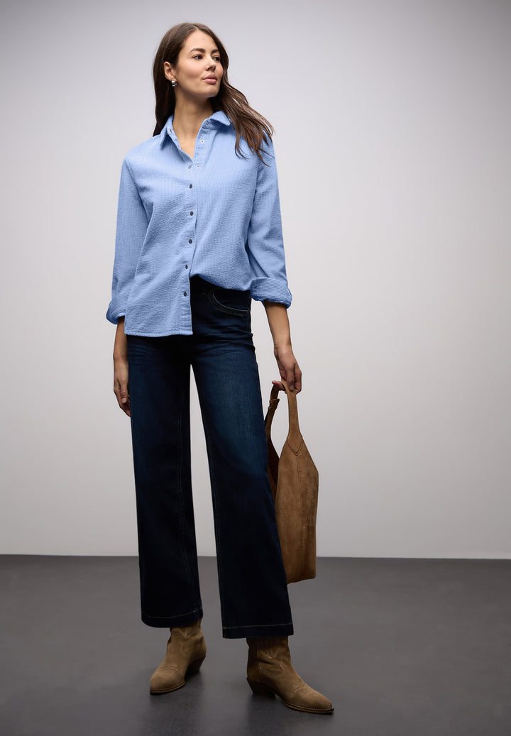 Corduroy longblouse w pressbut, frosted blue 17149 Bild 3