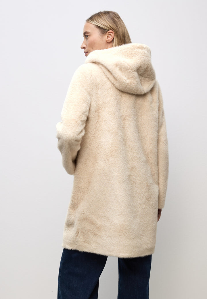 Fake Fur Coat w. Hoody, pastel sand 15056 Bild 4