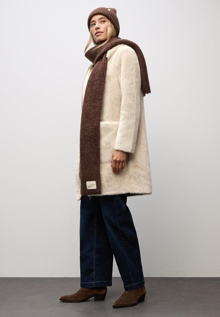 Fake Fur Coat w. Hoody, pastel sand 15056 Bild 5