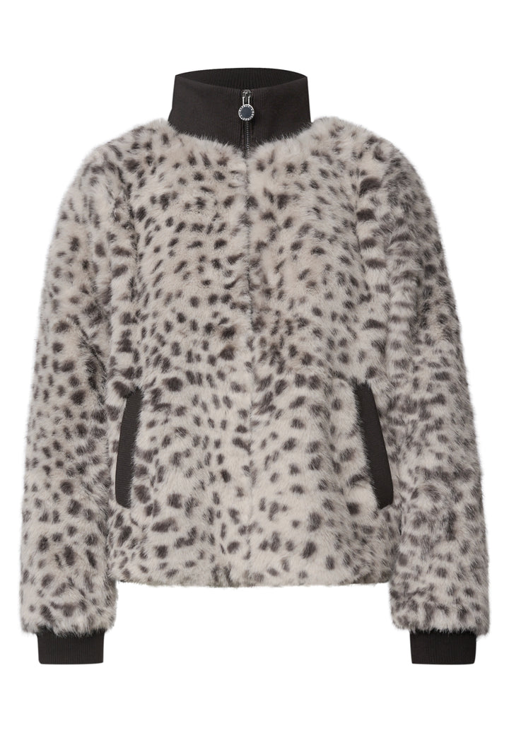 Fake Fur Jkt w. AOP, black coffee 27874 Bild 1
