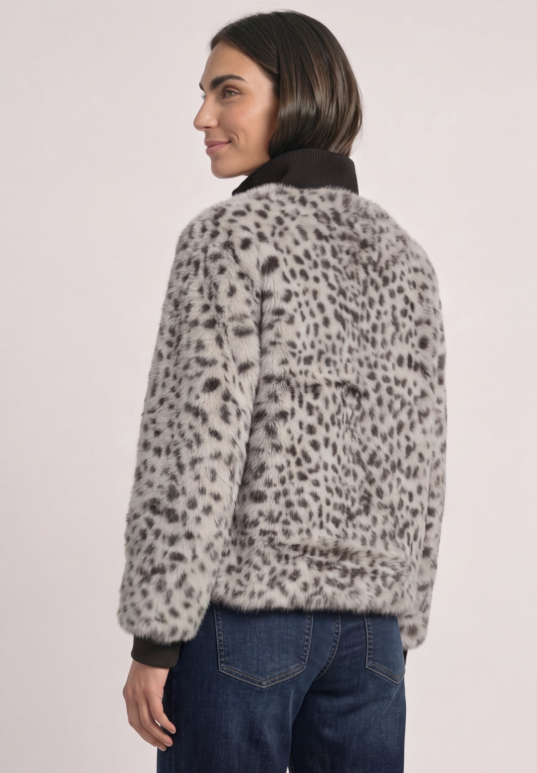 Fake Fur Jkt w. AOP, black coffee 27874 Bild 5