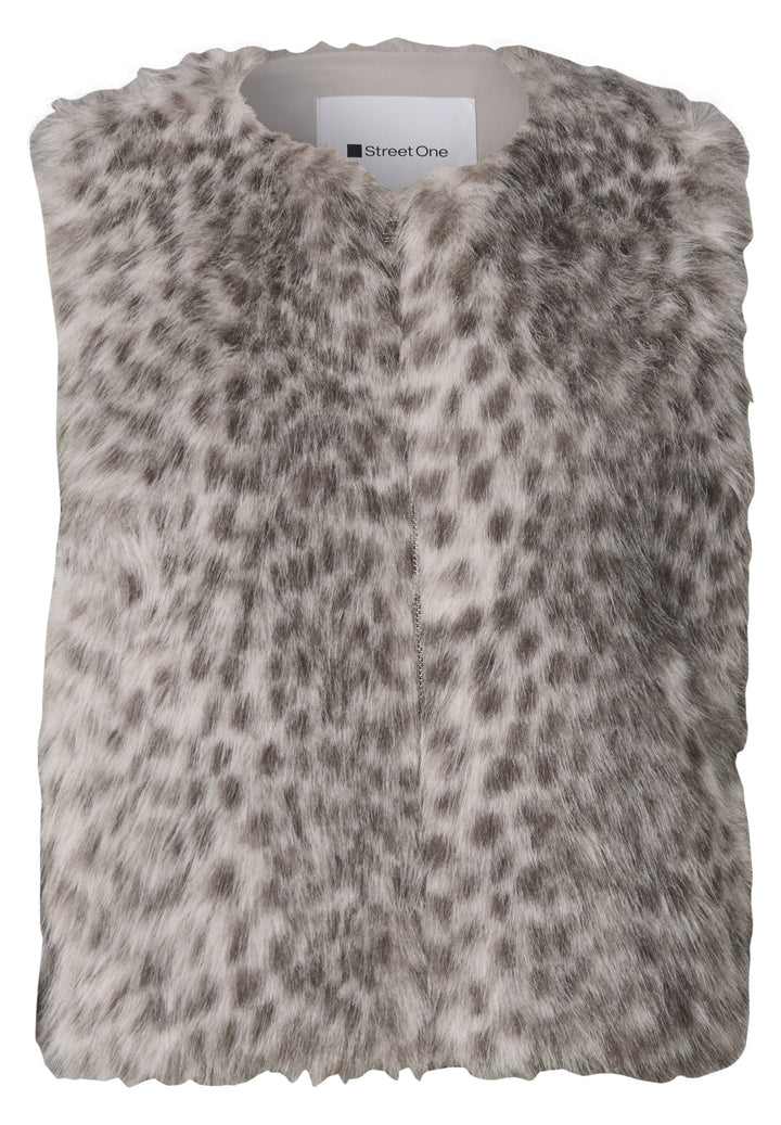 Fake Fur Vest w. AOP, clay sand 27727 Bild 1