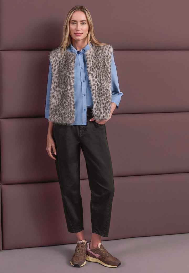 Fake Fur Vest w. AOP, clay sand 27727 Bild 5