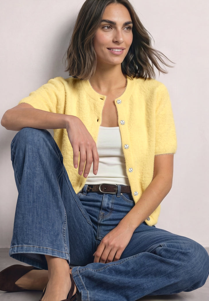 fluffy short sleeve cardigan, sunbeam yellow 18033 Bild 3