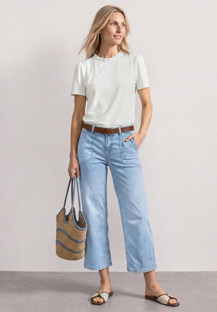 frill neck shirt w.puff sleeve, off white 10108 Bild 5
