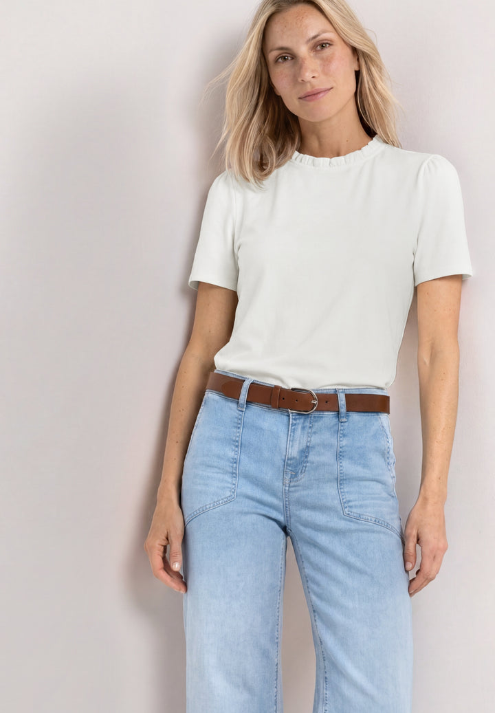 frill neck shirt w.puff sleeve, off white 10108 Bild 6