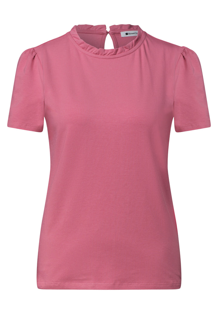 frill neck shirt w.puff sleeve, blush berry 17846 Bild 1