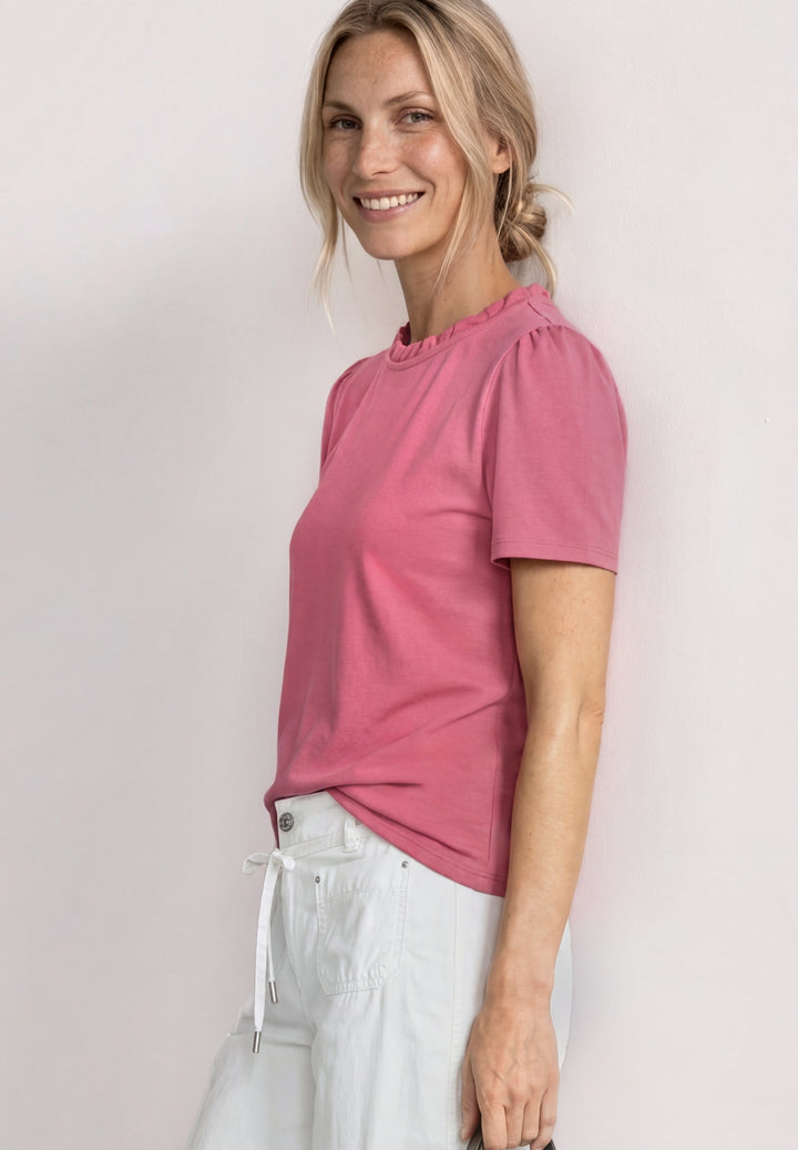 frill neck shirt w.puff sleeve, blush berry 17846 Bild 3