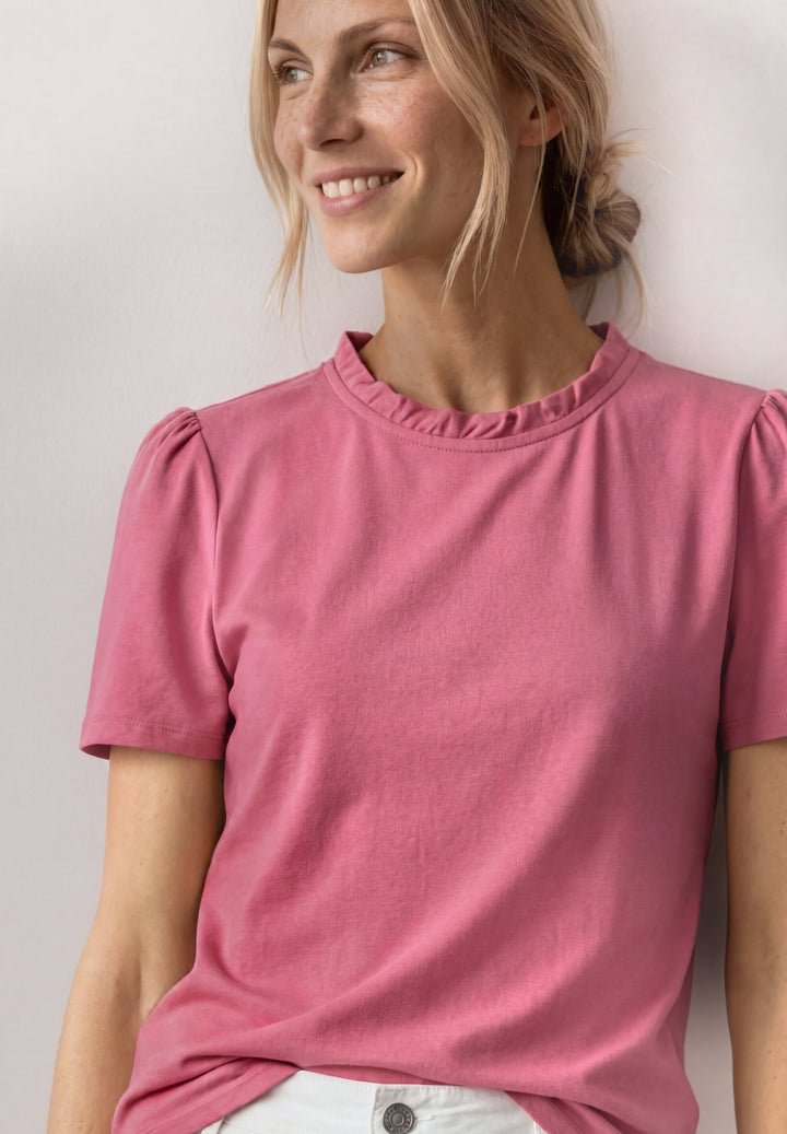 frill neck shirt w.puff sleeve, blush berry 17846 Bild 6