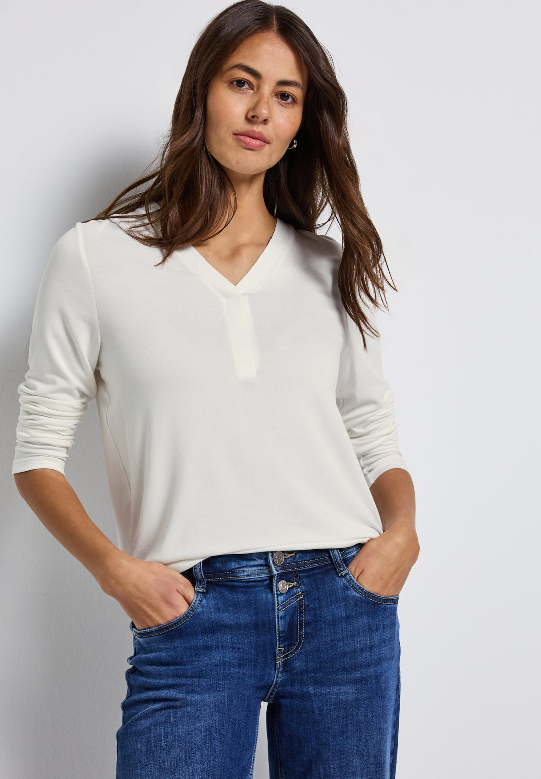 jersey v-neck shirt, off white 10108 Bild 3