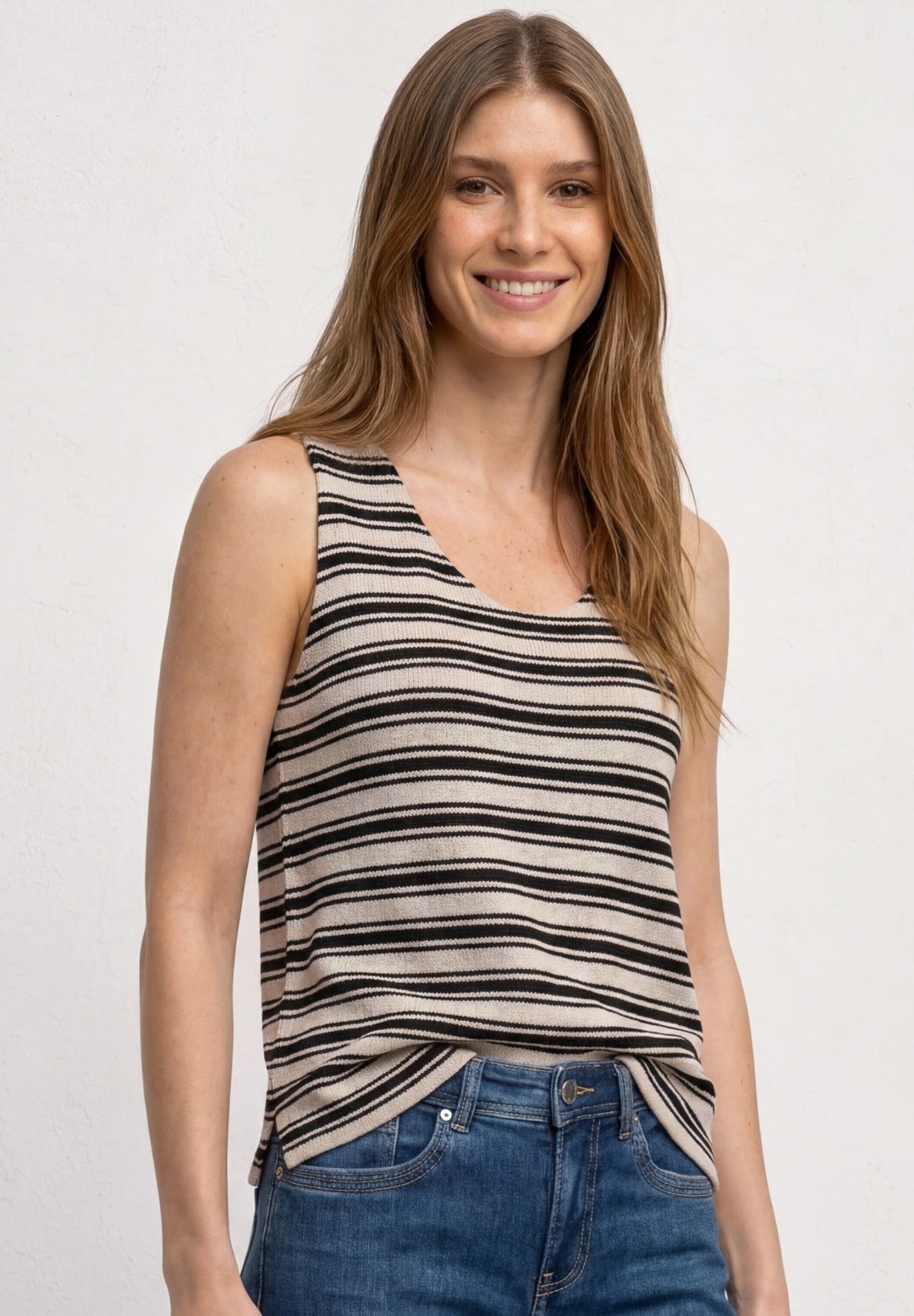knit look stripe top, Black 20001 Bild 3