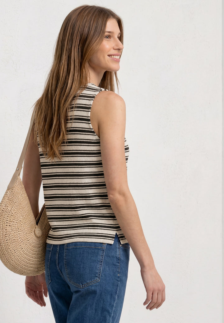 knit look stripe top, Black 20001 Bild 4