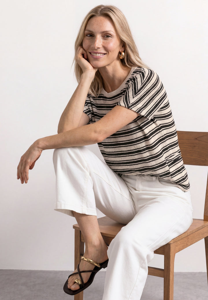 knit look yds stripe shirt, Black 20001 Bild 3