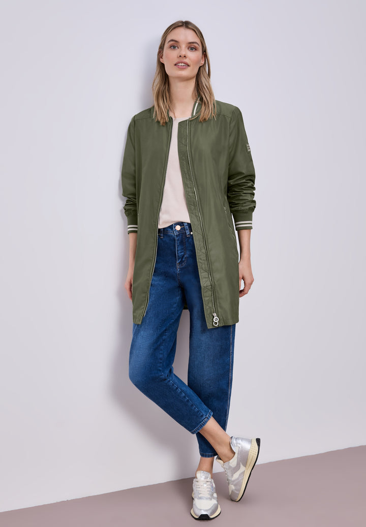 Long Bomber Jkt w. College Det, Dark Vetiver Green 17226 Bild 3