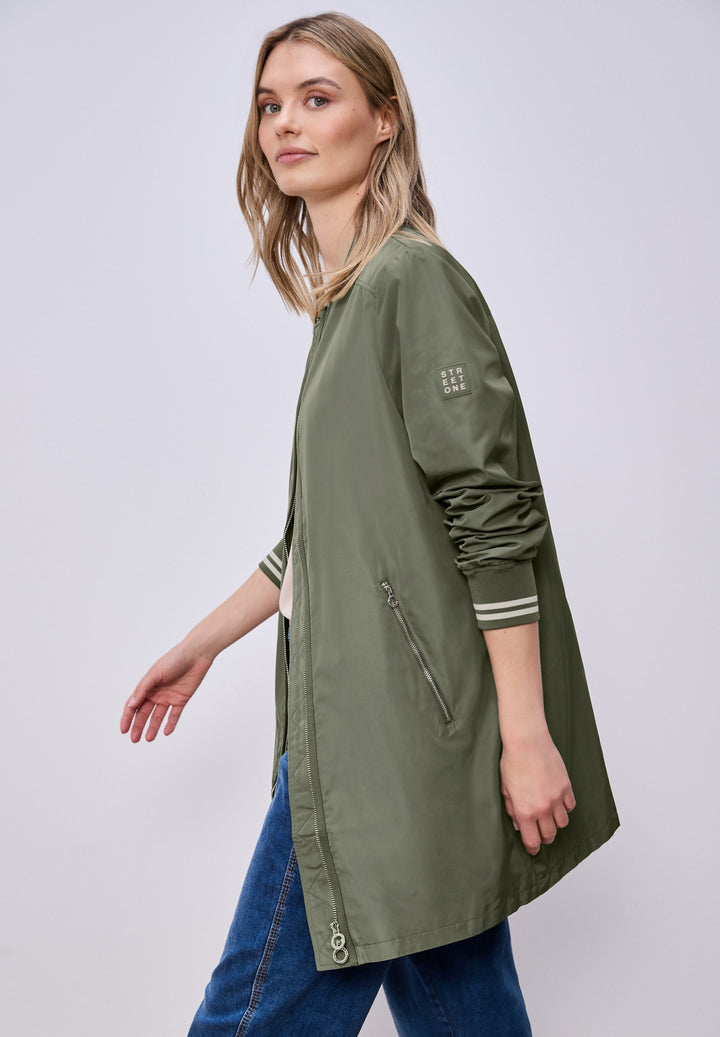 Long Bomber Jkt w. College Det, Dark Vetiver Green 17226 Bild 5