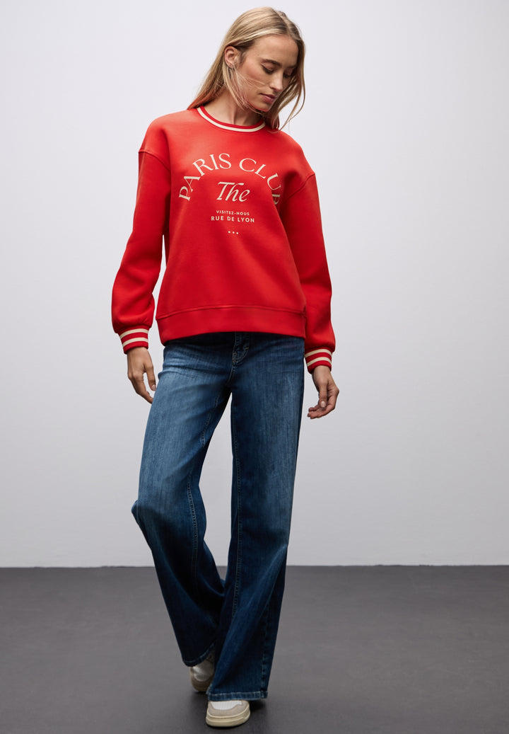 Loose Fit Crewneck w. Collage, racing red 26865 Bild 3