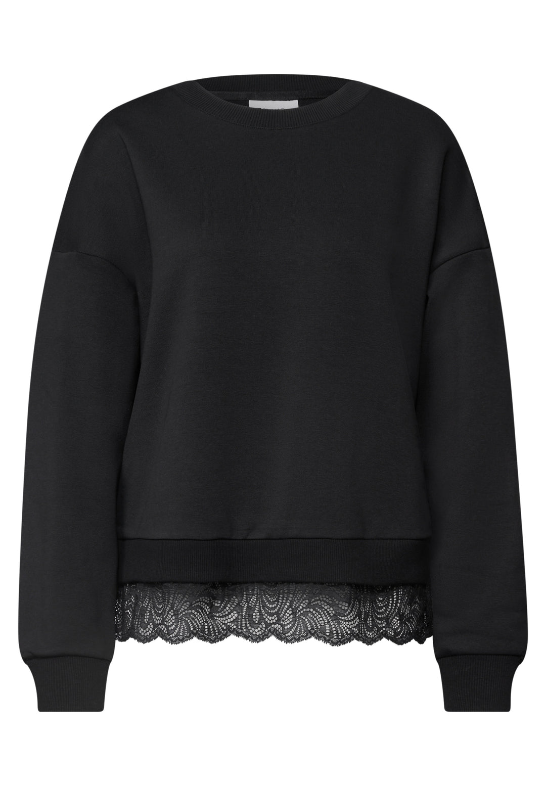Loose Fit Crewneck w. Lace Det, Black 10001 Bild 1