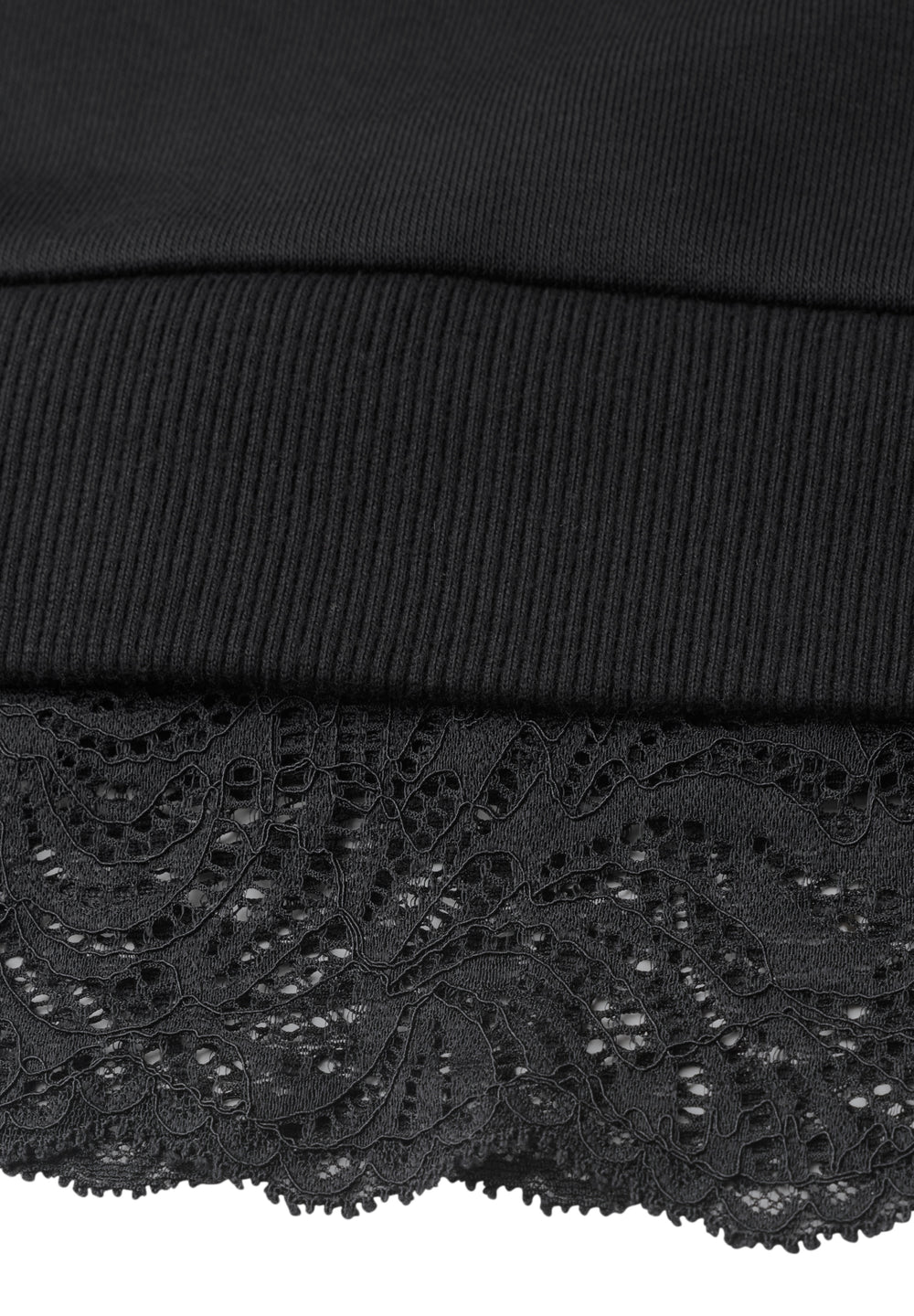 Loose Fit Crewneck w. Lace Det, Black 10001 Bild 2