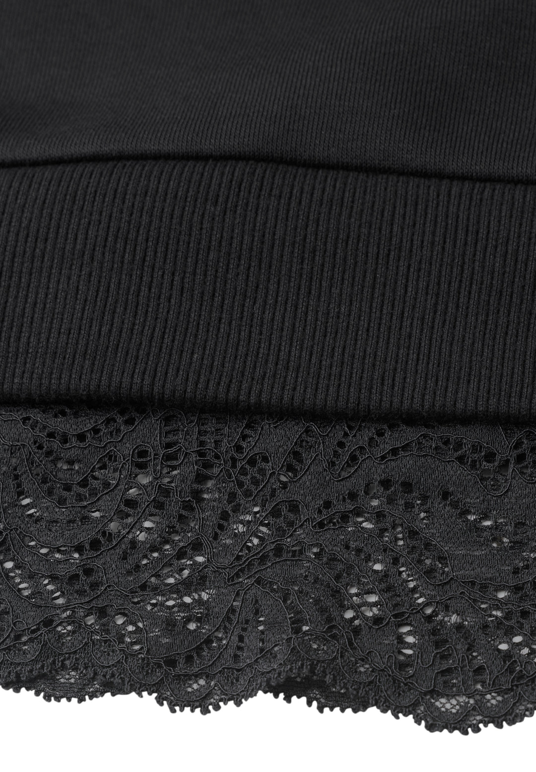 Loose Fit Crewneck w. Lace Det, Black 10001 Bild 2