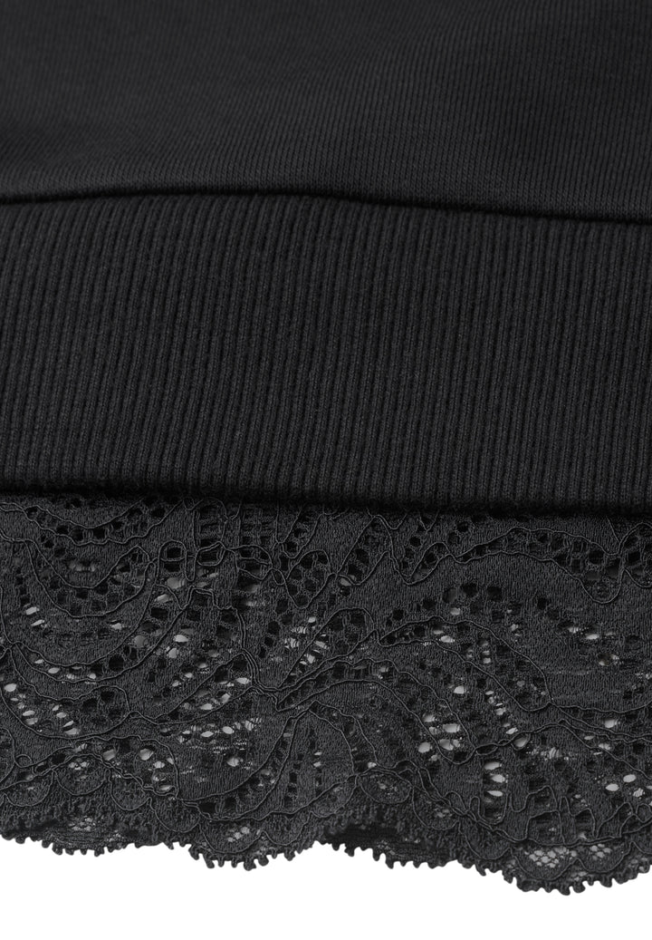 Loose Fit Crewneck w. Lace Det, Black 10001 Bild 2