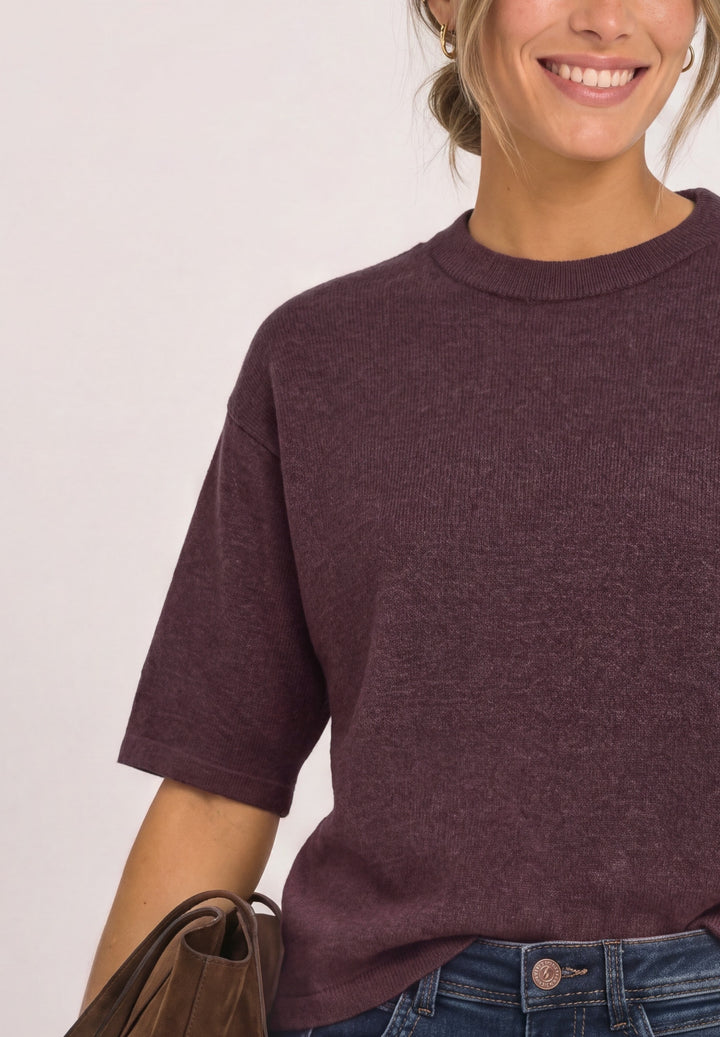 LTD_QR_3/4 sleeve basic sweate, rustic rouge mel. 17935 Bild 5