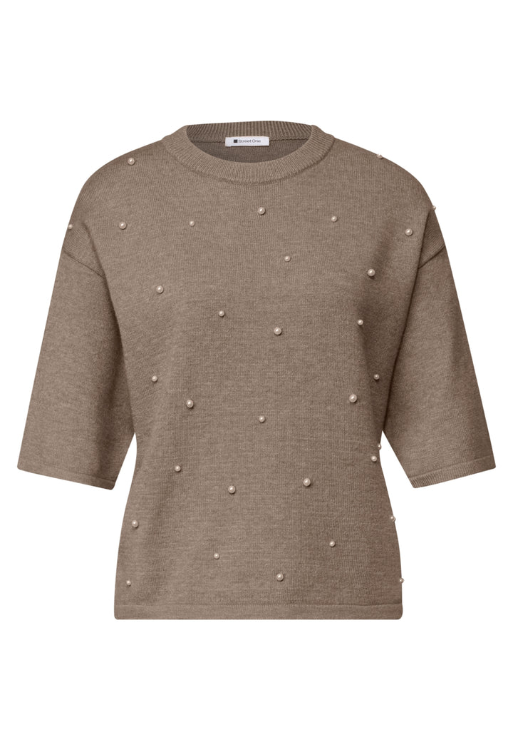 LTD_QR_3/4 sleeve sweater_bead, sanded amber mel. 17871 Bild 1