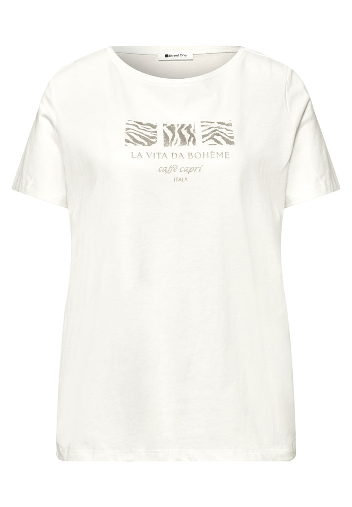 LTD QR basic pearl print shirt, off white 20108 Bild 1