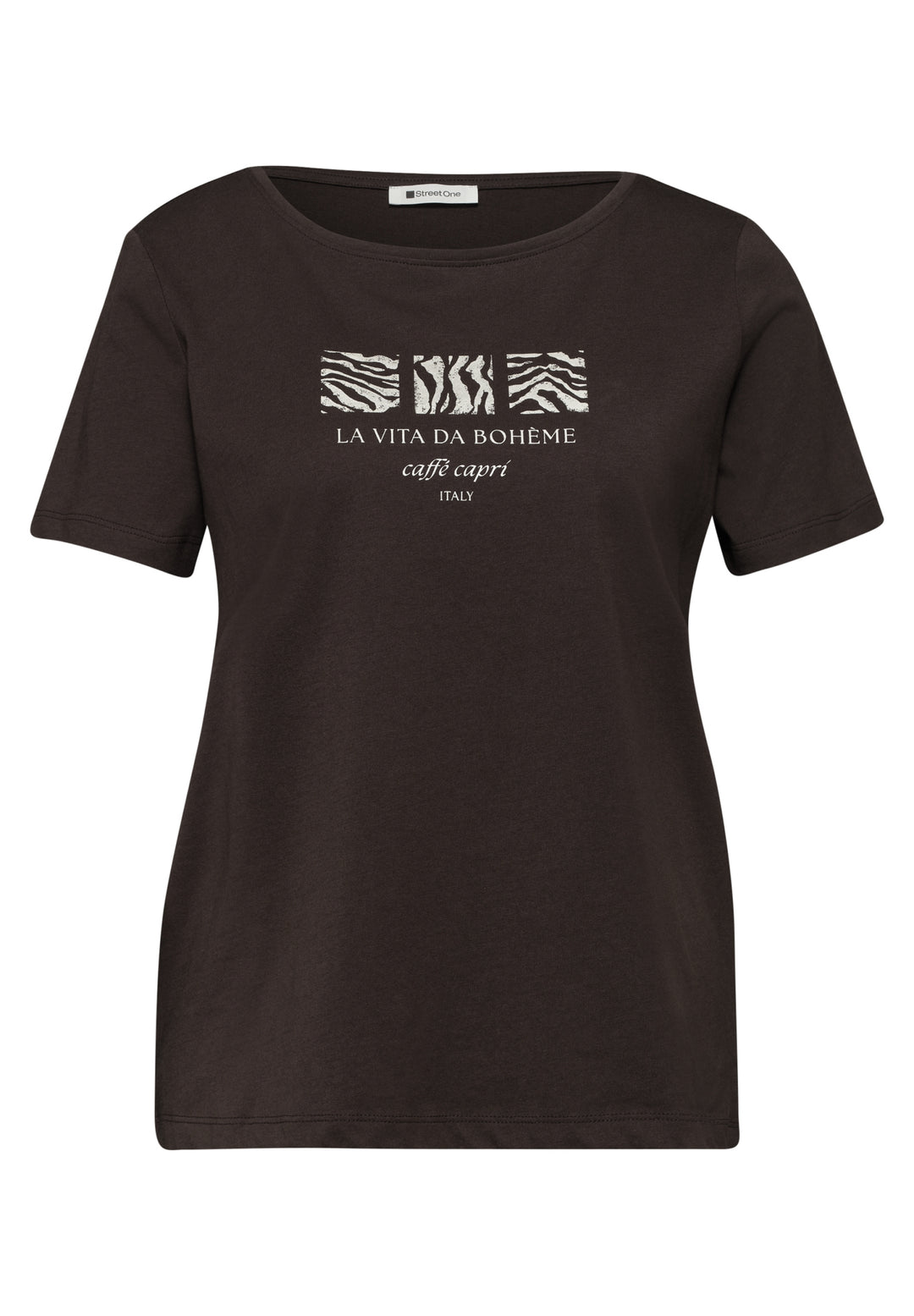 LTD QR basic pearl print shirt, espresso brown 27276 Bild 1