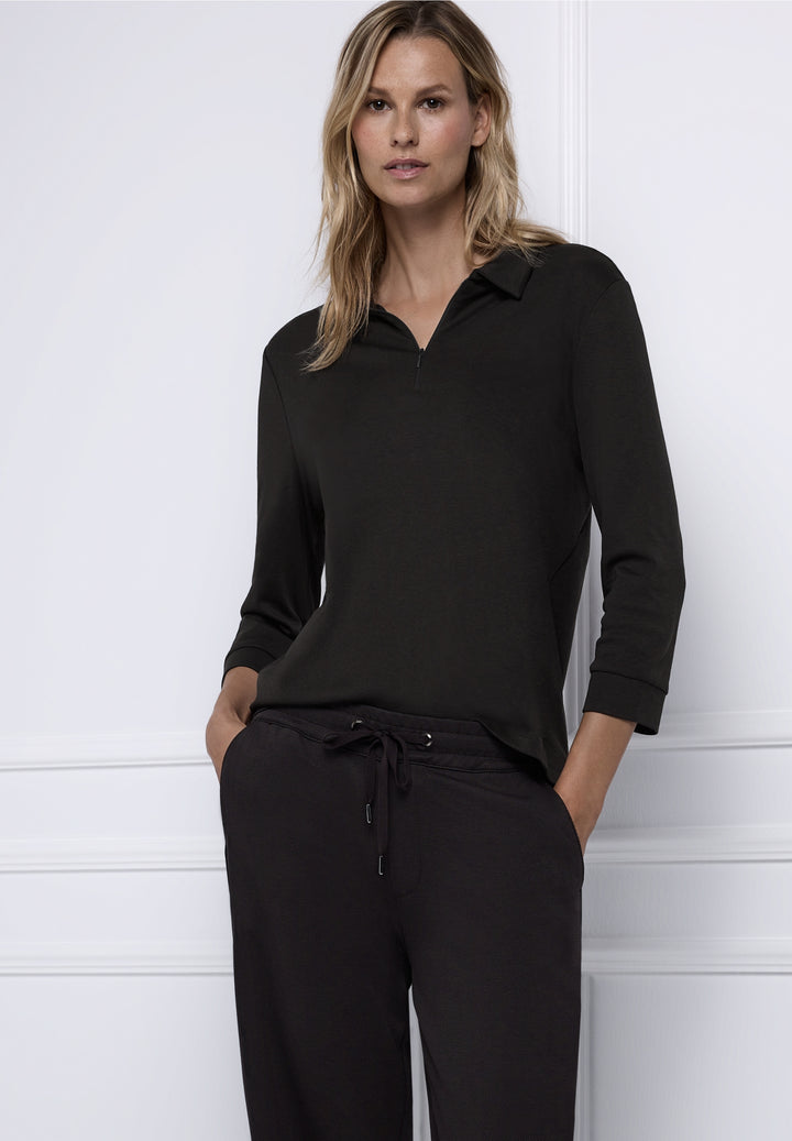 LTD QR basic polo shirt w.zipp, darkest brown 17103 Bild 5