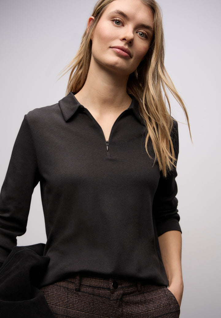 LTD QR basic polo shirt w.zipp, darkest brown 17103 Bild 6