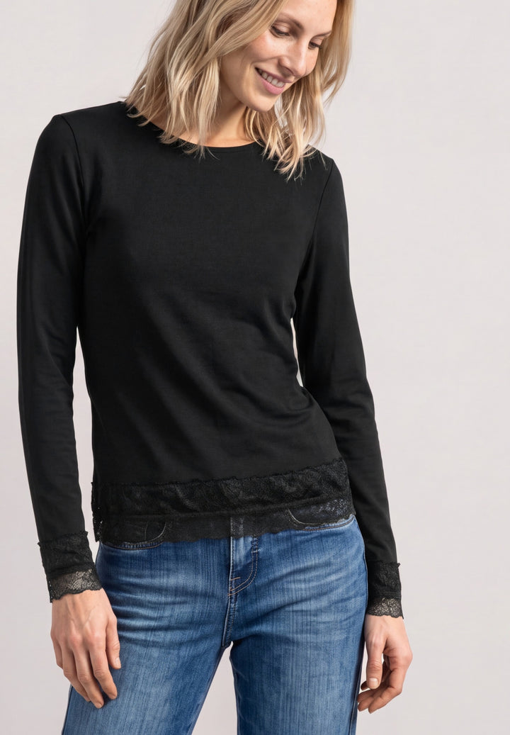 LTD QR basic shirt w.lace cuff, Black 10001 Bild 3
