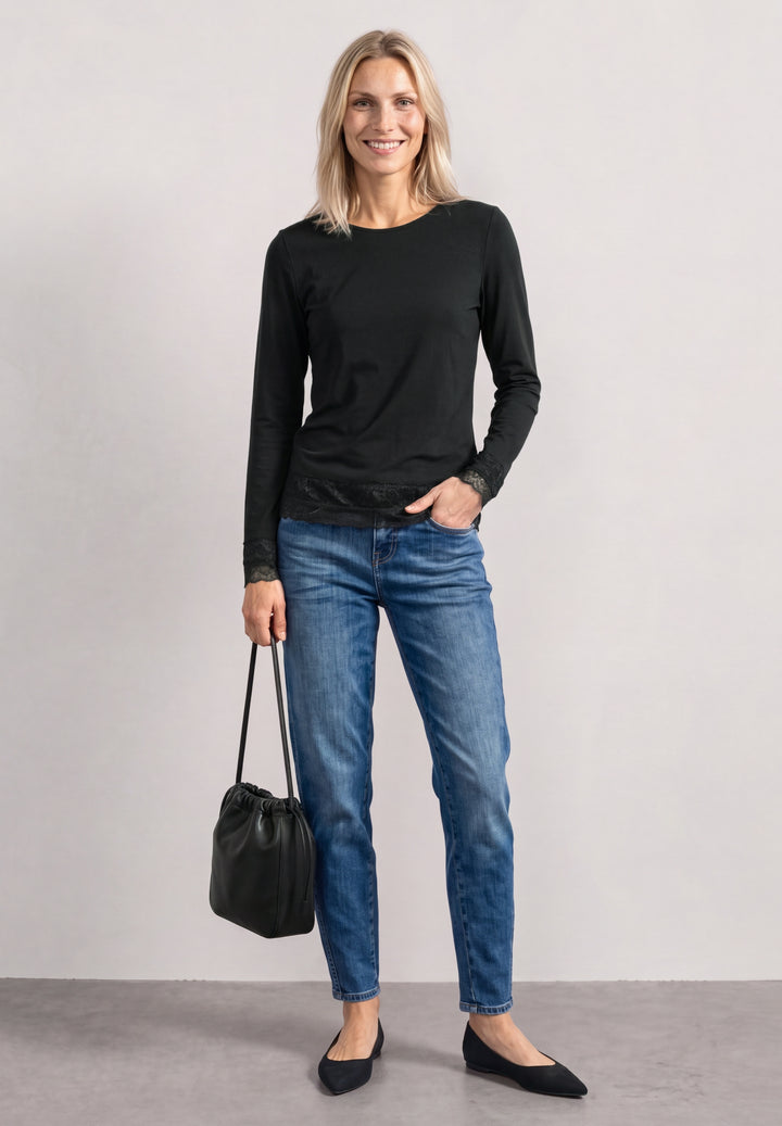 LTD QR basic shirt w.lace cuff, Black 10001 Bild 5