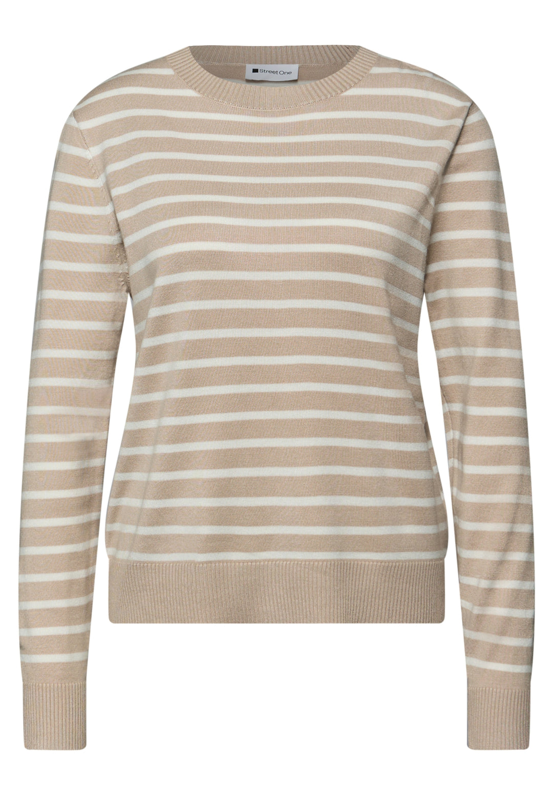 LTD QR_ basic sweater stripes, cotton beige 26667 Bild 1