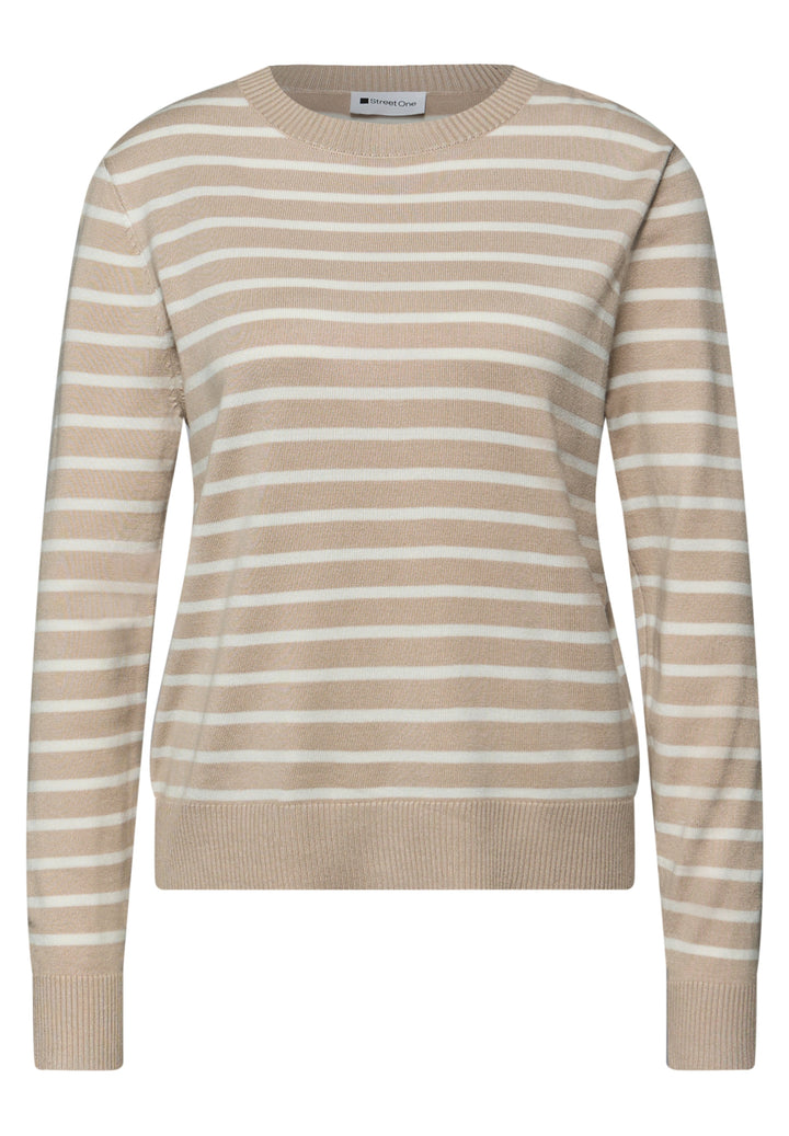LTD QR_ basic sweater stripes, cotton beige 26667 Bild 1