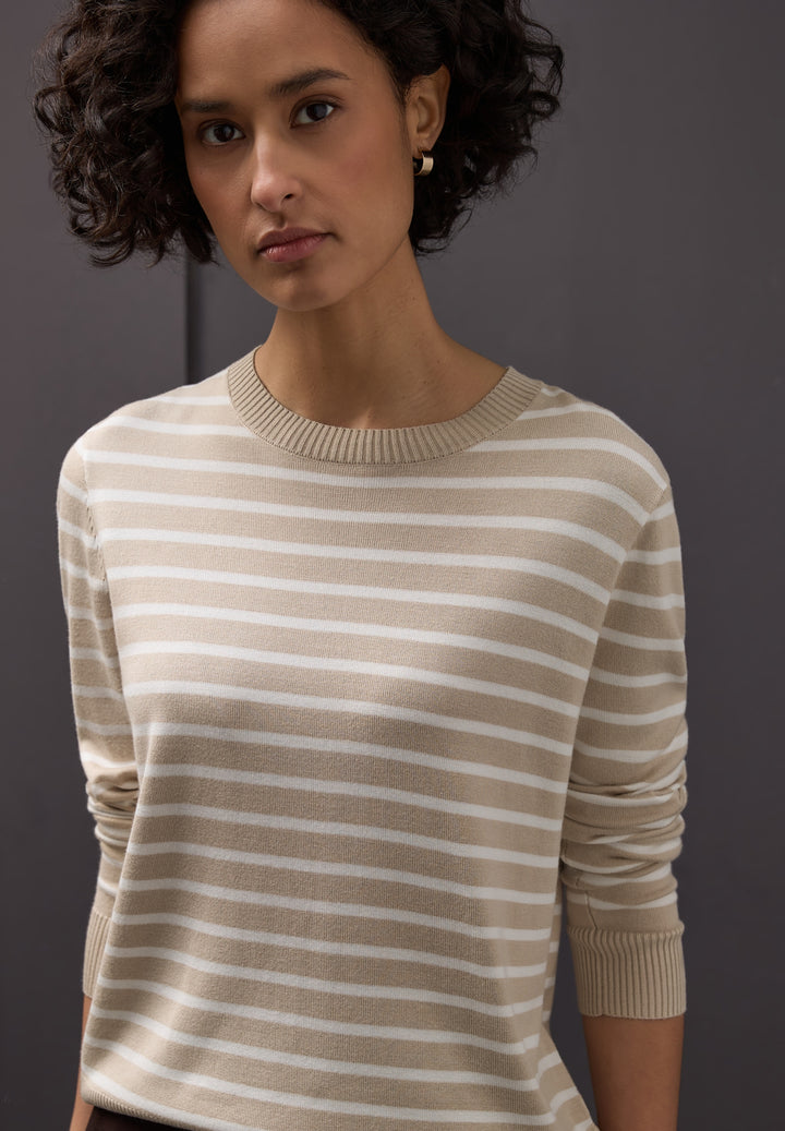LTD QR_ basic sweater stripes, cotton beige 26667 Bild 3