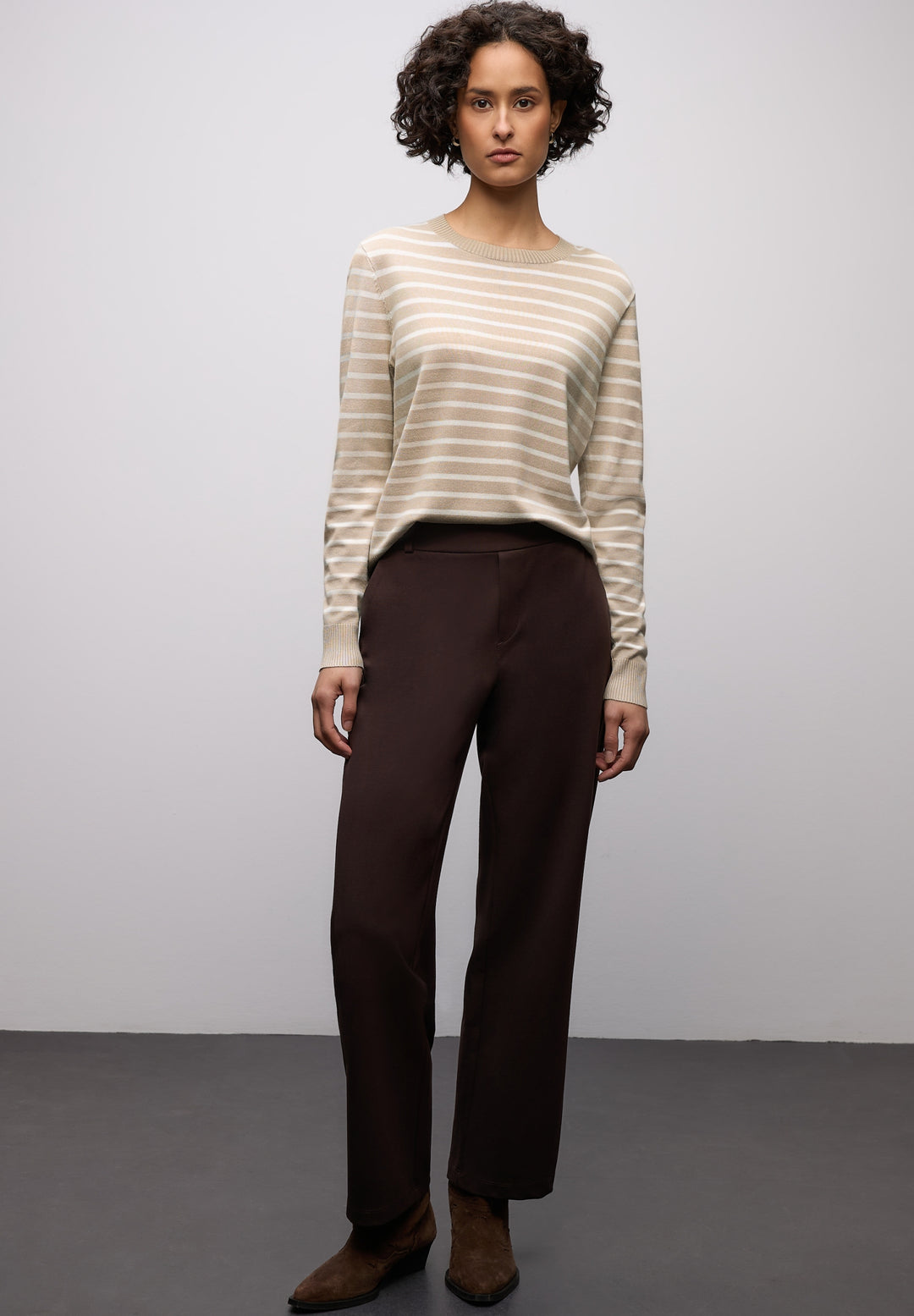 LTD QR_ basic sweater stripes, cotton beige 26667 Bild 5