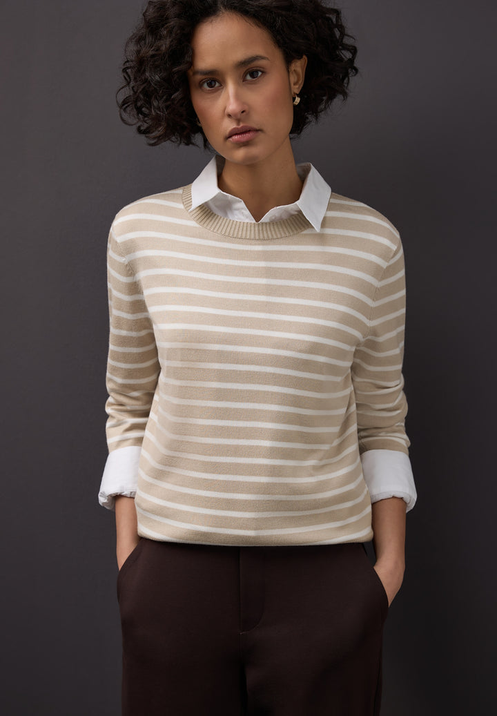 LTD QR_ basic sweater stripes, cotton beige 26667 Bild 7