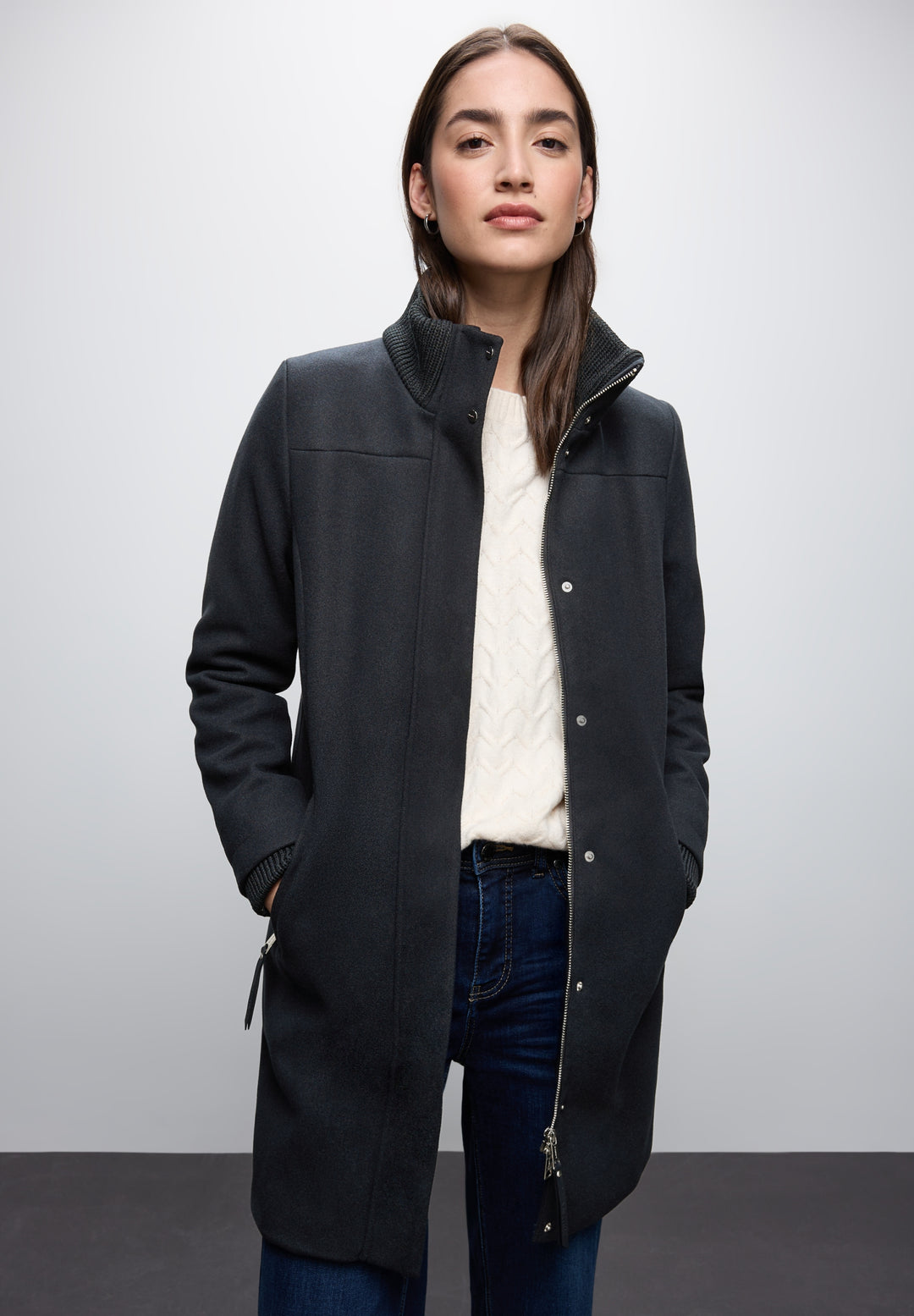 LTD QR Coat w. Knit Details, Obsidian Blue 16641 Bild 3