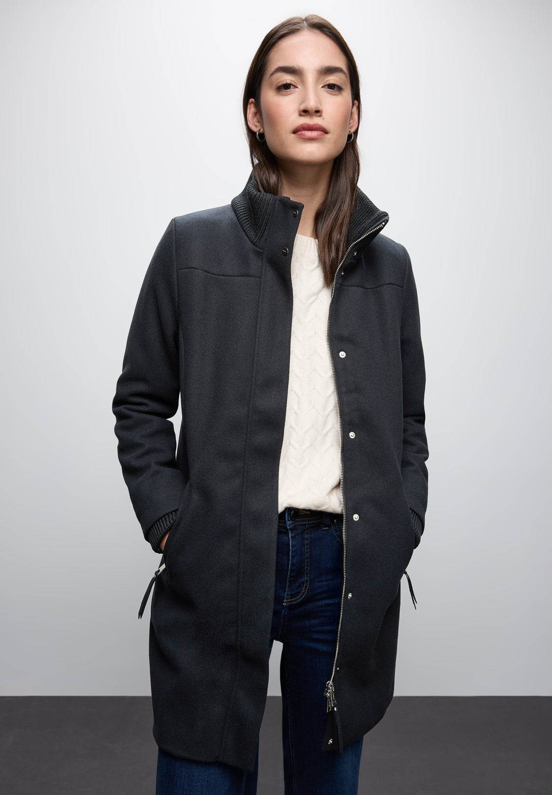 LTD QR Coat w. Knit Details, Obsidian Blue 16641 Bild 3