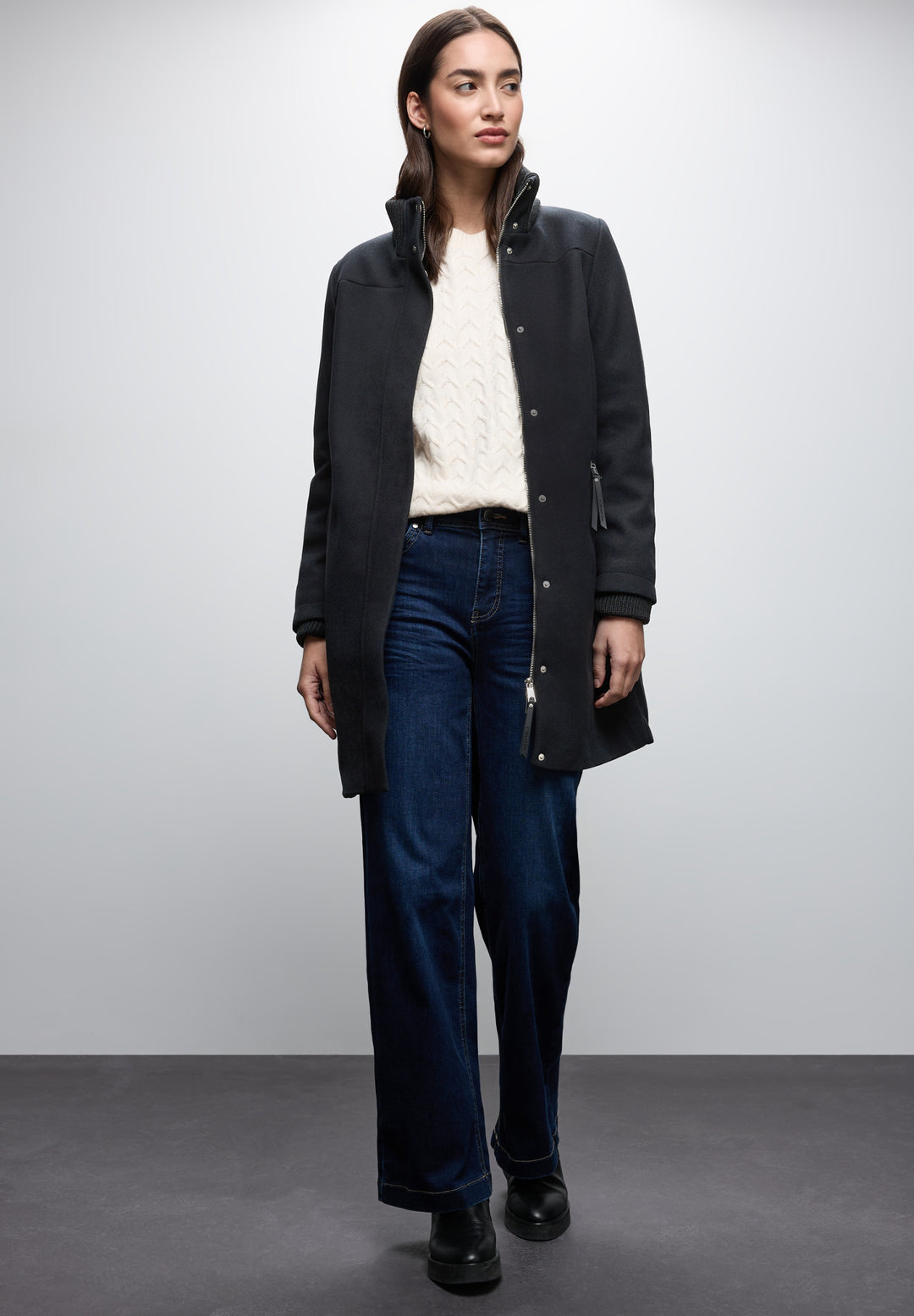 LTD QR Coat w. Knit Details, Obsidian Blue 16641 Bild 5