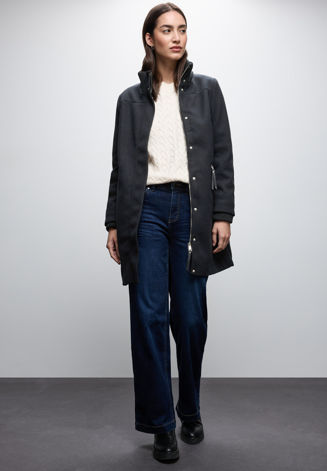 LTD QR Coat w. Knit Details, Obsidian Blue 16641 Bild 5