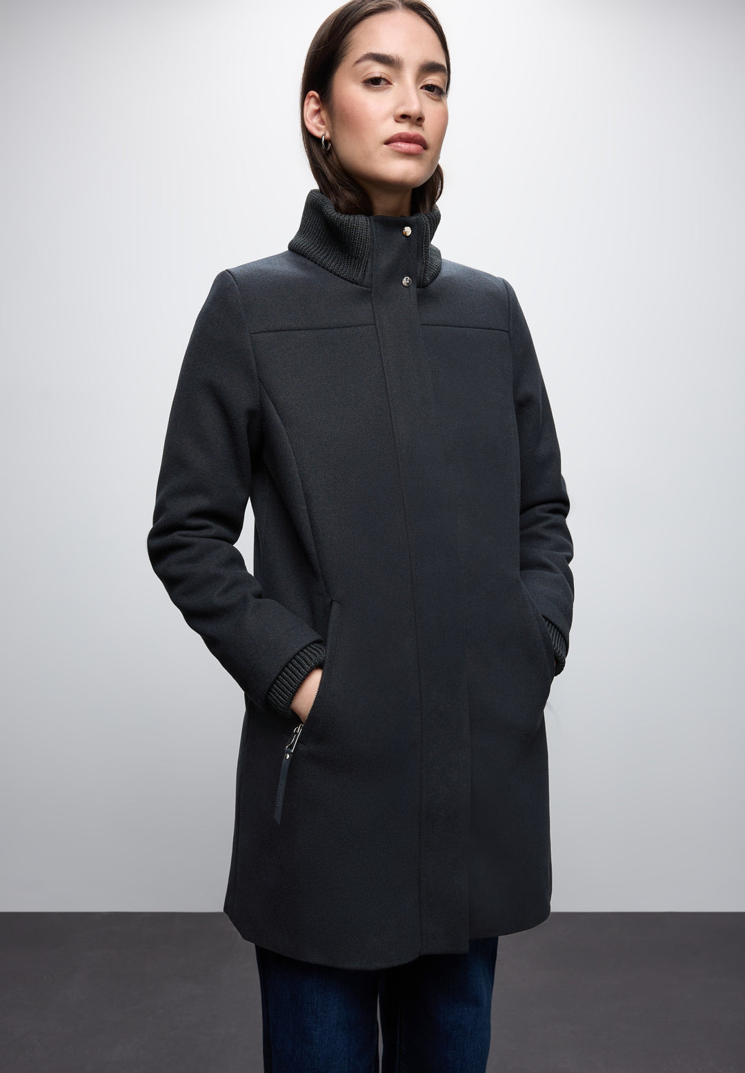 LTD QR Coat w. Knit Details, Obsidian Blue 16641 Bild 7
