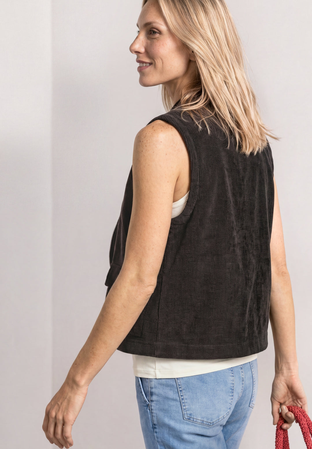 LTD QR cord look vest, black coffee 17874 Bild 4