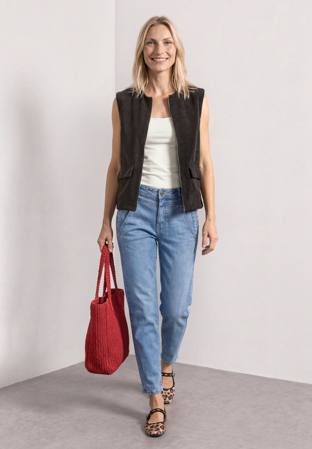 LTD QR cord look vest, black coffee 17874 Bild 5