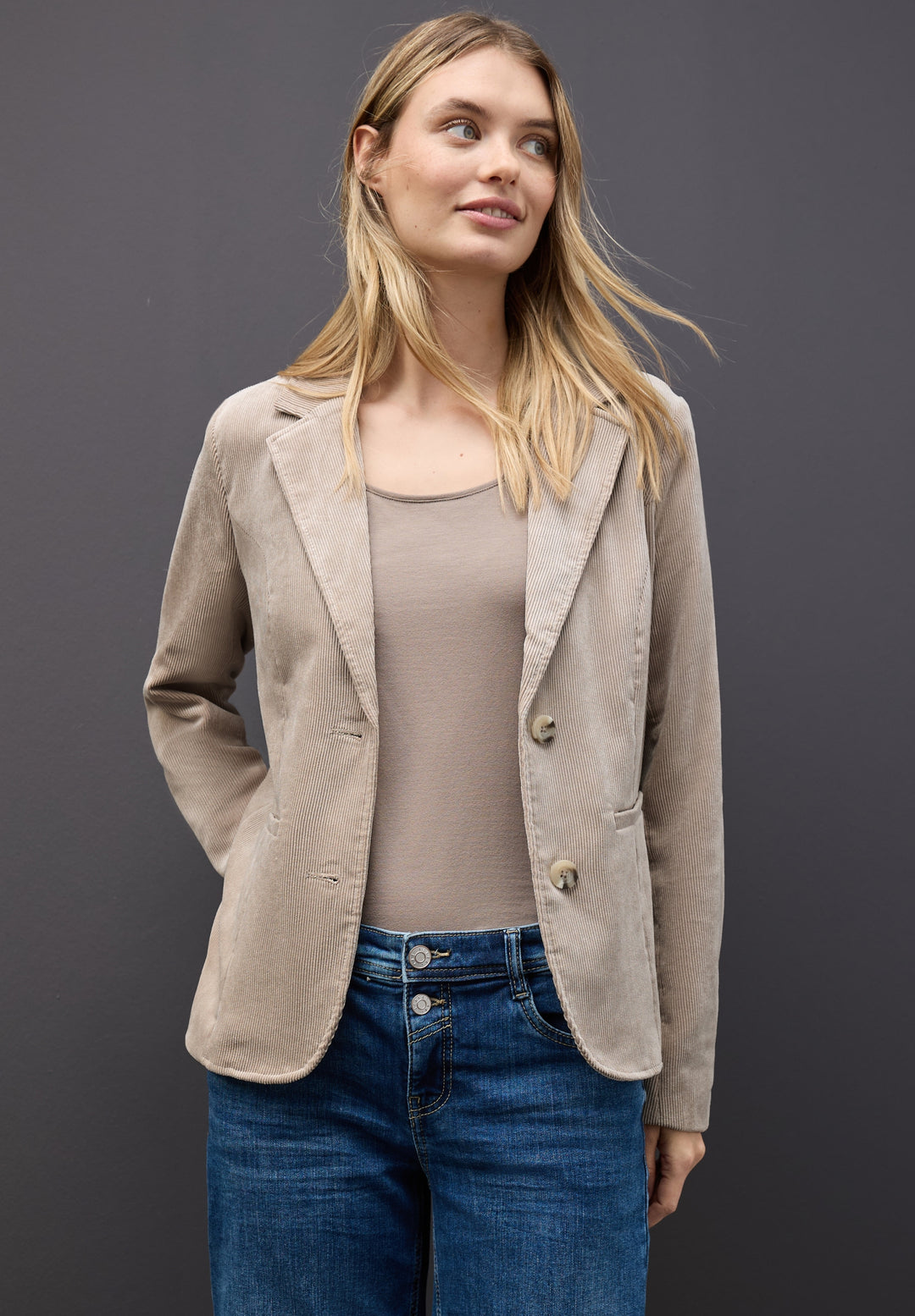 LTD QR Corduroy Blazer, morning beige 17019 Bild 3