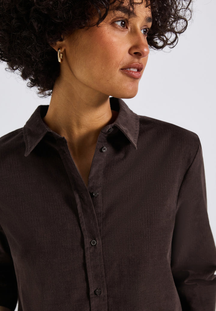 LTD QR Corduroy shirtcollar bl, deep roast brown 16866 Bild 6