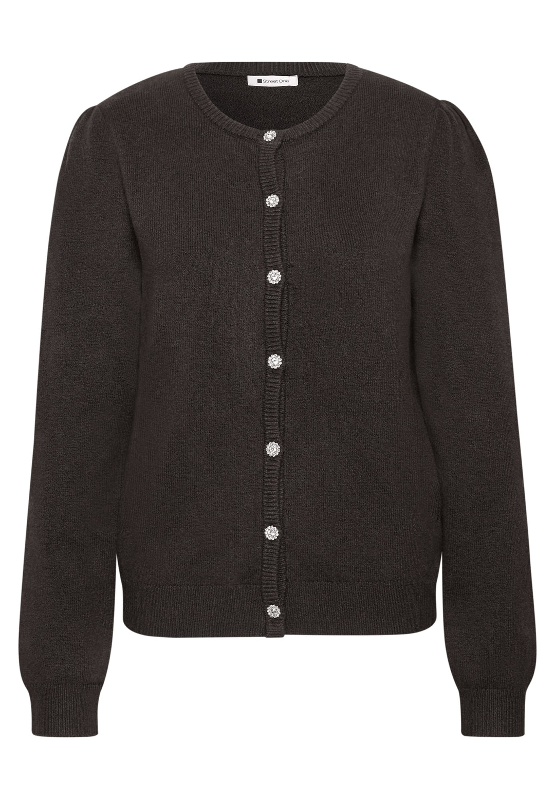 LTD QR_cosy roundneck cardi, black coffee mel. 18037 Bild 1