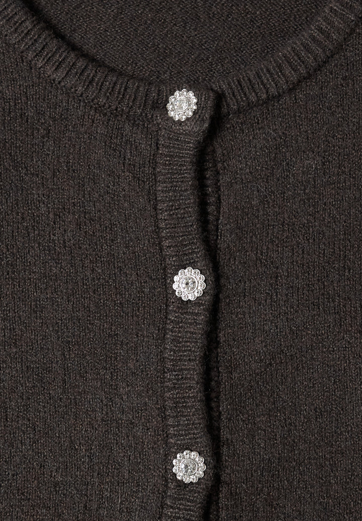 LTD QR_cosy roundneck cardi, black coffee mel. 18037 Bild 2
